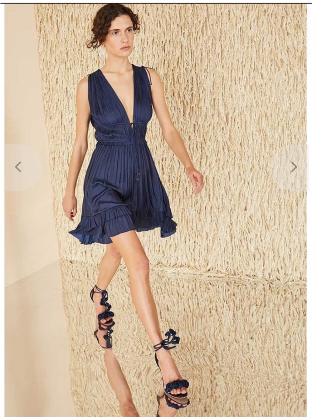 Like new! Ulla Johnson Giselle Plissé-satin mini dress in Midnight Blue! Size 2
